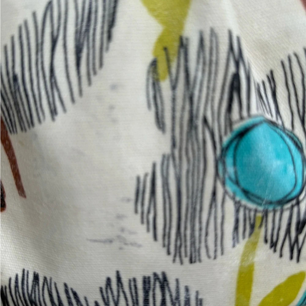 Fossil coated canvas large roomy shoulder bag in cream and blue.